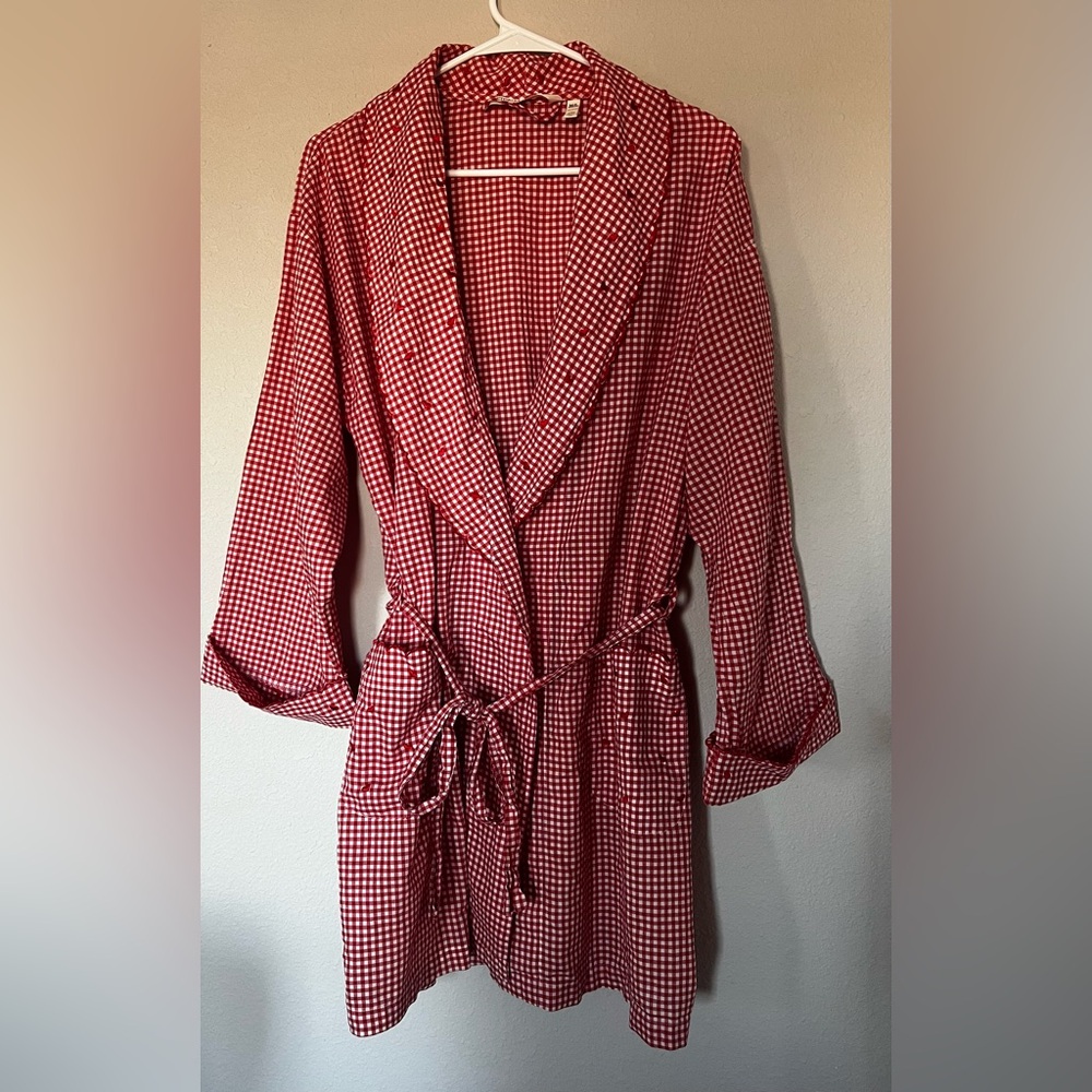 Victoria's Secret Red and White Gingham Robe